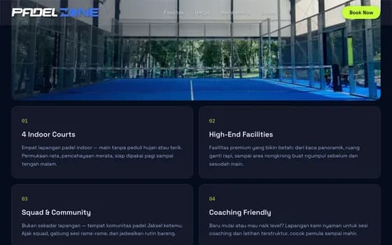 Padel Zone - Fasilitas & lapangan