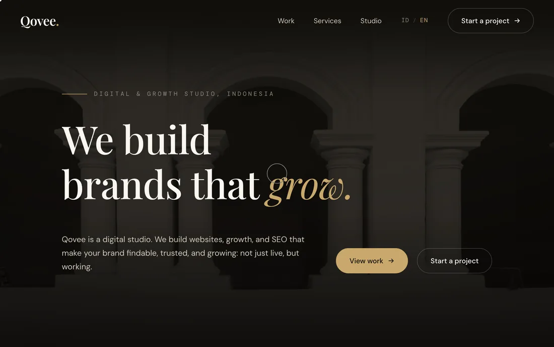 Qovee - website cinematic dibangun dalam 8 jam oleh Sagara Ruang