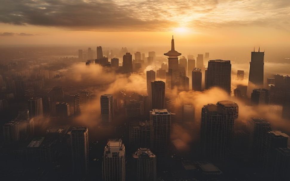 Skyline Jakarta saat senja golden hour - lanskap kota untuk jasa SEO Jakarta